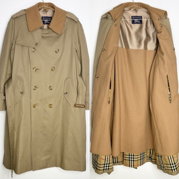 Vintage Burberry Trench Coat Camel Detachable Wool Lining & Collar Women’s L/XL - Picture 8 of 16